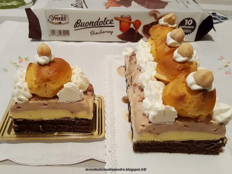 Mattonella Buondolce con gelato alla crema, nocciola e bigne Mattonella Buondolce con gelato alla crema, nocciola e bigne