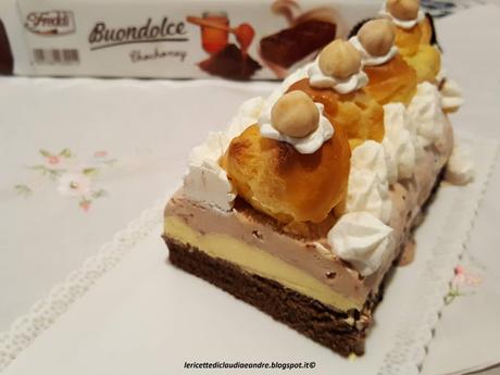 Mattonella Buondolce con gelato alla crema, nocciola e bigne Mattonella Buondolce con gelato alla crema, nocciola e bigne