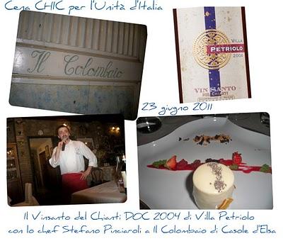 Cena per l'Unità d'Italia al Ristorante Il Colombaio: il Vinsanto di Villa Petriolo per la cucina di Stefano Pinciaroli