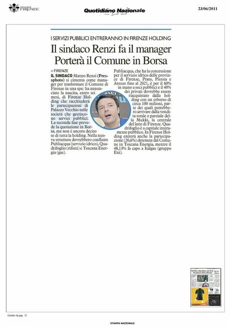 L’idea della borsa per gestire i servizi per la città. Ed il referendum ? Scherzavamo probabilmente !