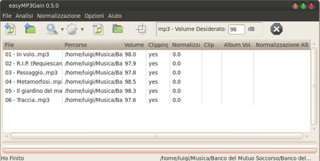 EasyMP3Gain ottimo tool per normalizzare il volume dei nostri brani musicali.