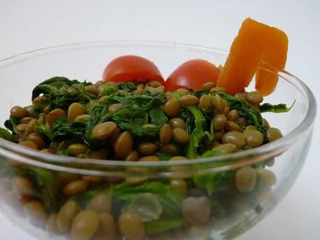 insalata di lenticchie e spinaci