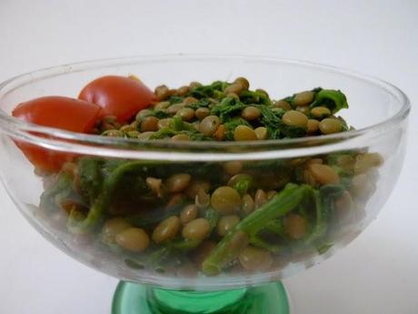 insalata di lenticchie e spinaci