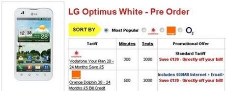 lg optimus white LG Optimus Black si tinge di bianco