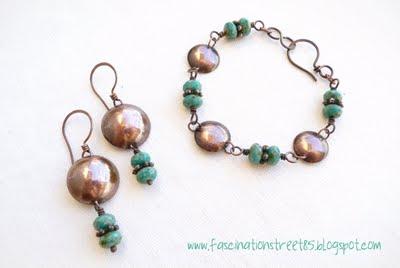 Orecchini e bracciale in rame - Country -