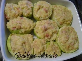 Zucchine ripiene con prosciutto e scamorza