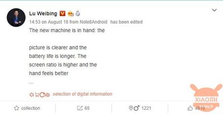 Redmi Note 8: Lu Weibing ne conferma l’arrivo con un “Tweet” Redmi Note 8: Lu Weibing ne conferma l’arrivo con un “Tweet”