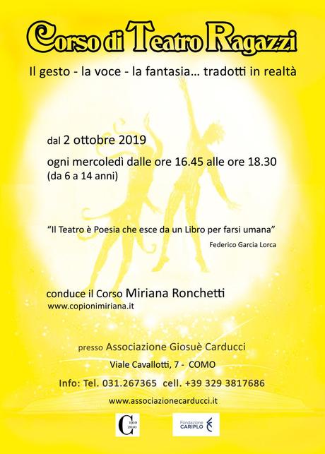 Corsi di “Recitazione- Teatro è terapia” per adulti al centro civico di Camerlata ; Corsi per bambini all’istituto Giosuè Carducci di Como, v.le Cavallotti, a cura di www.teatroarte.it Corsi di “Recitazione- Teatro è terapia” per adulti al centro civico di Camerlata ; Corsi per bambini all’istituto Giosuè Carducci di Como, v.le Cavallotti, a cura di www.teatroarte.it