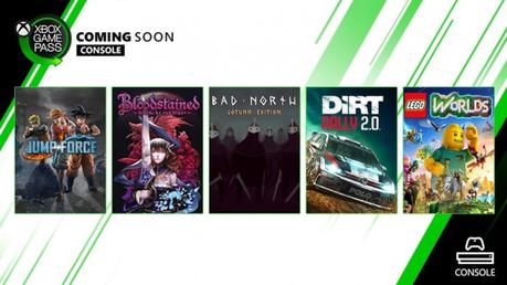 Xbox Game Pass settembre 2019: Jump Force, Bloodstained, Dirt Rally 2 e altri giochi gratis per gli abbonati - Notizia Xbox Game Pass settembre 2019: Jump Force, Bloodstained, Dirt Rally 2 e altri giochi gratis per gli abbonati - Notizia