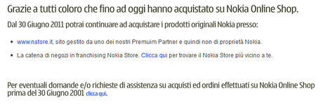 Nokia Online Shop chiude i battenti anche in Italia