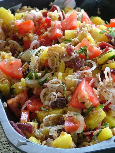 spelt with bresola and pineapple-farro freddo con bresola e ananas