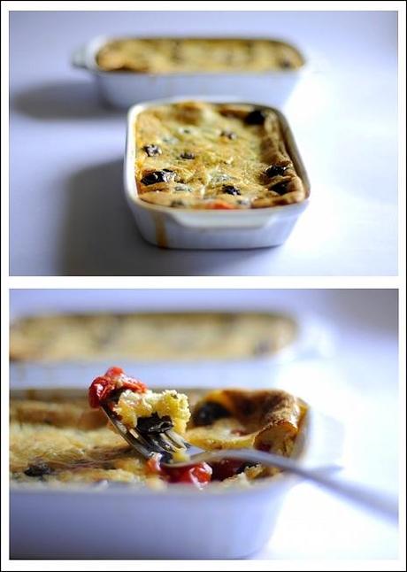 Clafoutis di Pomodorini con Olive e Capperi