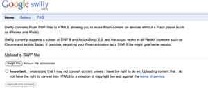 Google Swiffy per convertire video SWF in HTML 5