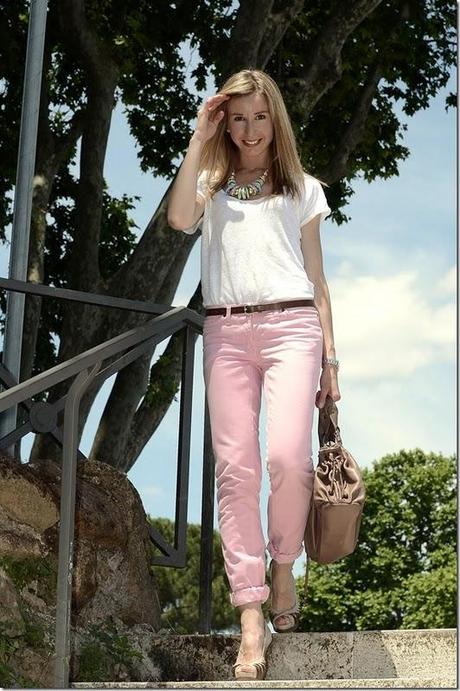 jeans rosa, zara, h&m, collana stoffa, moda rosa, cinti, gerard darel, fashion, stile, laltramoda