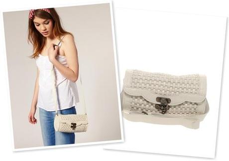Visualizza shoulder-bag-ASOS Leather Weave Barrel Hinge Lock-white
