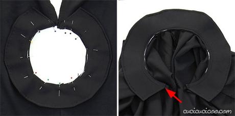 Come cucire un mantello da vampiro con collo alto per Halloween Unisici il collo rigido al mantello di Dracula fai da te.