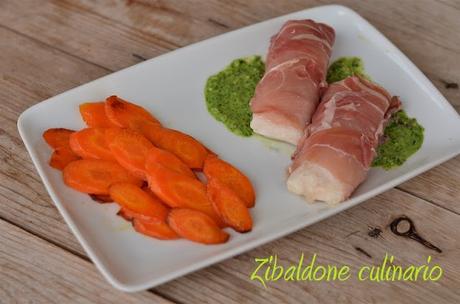 Merluzzo con prosciutto crudo e salsa di rucola per Quanti modi di fare e rifare Merluzzo con prosciutto crudo e salsa di rucola per Quanti modi di fare e rifare