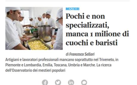 Pochi e non specializzati, mancano un milione di cuochi, commessi ed elettricisti Pochi e non specializzati, mancano un milione di cuochi, commessi ed elettricisti