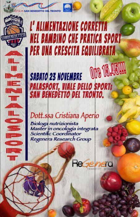 “L’alimentazione corretta nel bambino che pratica sport” – Incontro a San Benedetto del Tronto “L’alimentazione corretta nel bambino che pratica sport” – Incontro a San Benedetto del Tronto