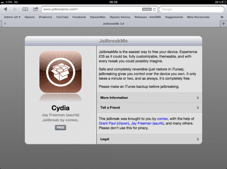 JailbreakMe 3.0 rilasciato, ma solo per iOs 4.3.3