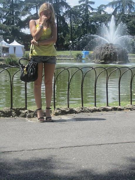 Yellow top and shorts...