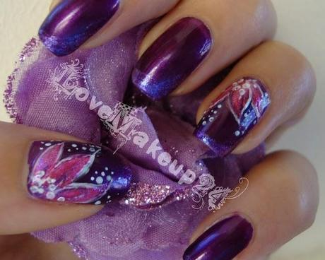 Tutorial Nail Art - Violet and Flower