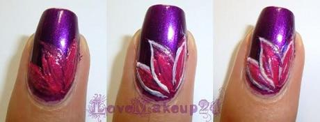 Tutorial Nail Art - Violet and Flower