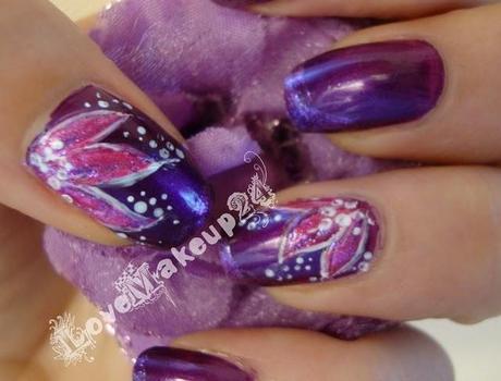 Tutorial Nail Art - Violet and Flower