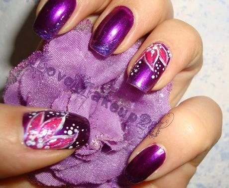 Tutorial Nail Art - Violet and Flower