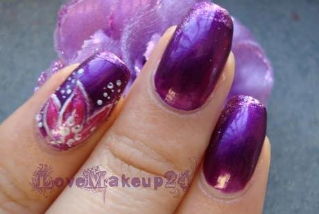 Tutorial Nail Art - Violet and Flower