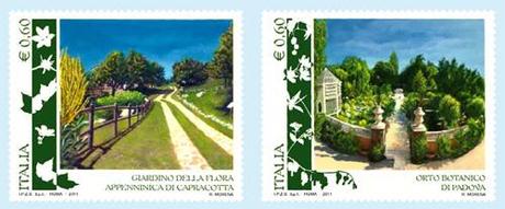 Francobolli della serie “Parchi, giardini ed orti botanici d’Italia”