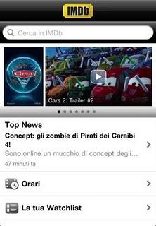 L'app IMDb, il più grande database sui film.