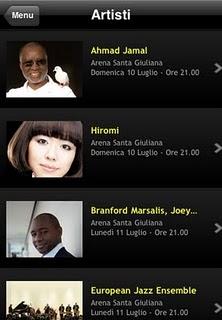 L'app Umbria Jazz per iPhone e iPad vers 1.0.1.