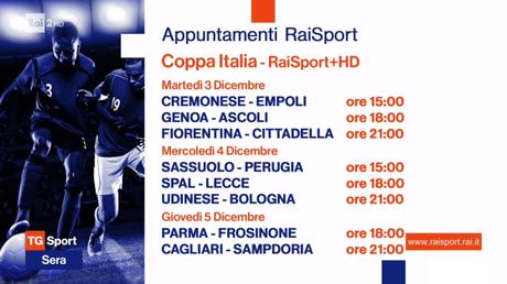 Rai Sport, Coppa Italia Tim Cup 2019/2020 4 Turno - Programma e Telecronisti Rai Sport, Coppa Italia Tim Cup 2019/2020 4 Turno - Programma e Telecronisti