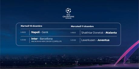 Sky Sport Diretta Champions #6, Palinsesto Telecronisti Juventus, Inter, Napoli, Atalanta Sky Sport Diretta Champions #6, Palinsesto Telecronisti Juventus, Inter, Napoli, Atalanta