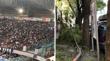 Vento forte a Napoli: cadono alberi e calcinacci. Posticipata alle 18.30 la partita Vento forte a Napoli: cadono alberi e calcinacci. Posticipata alle 18.30 la partita