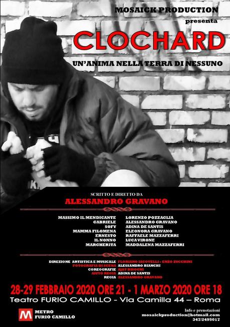 Al Teatro Furio Camillo Clochard di Alessandro Gravano dal 28 febbraio Al Teatro Furio Camillo Clochard di Alessandro Gravano dal 28 febbraio