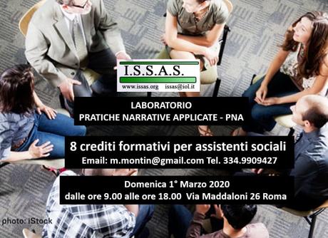 Laboratorio Pratiche Narrative Applicate PNA , con Maddalena MONTIN – Roma 1 marzo 2020 – ISSAS Laboratorio Pratiche Narrative Applicate PNA , con Maddalena MONTIN – Roma 1 marzo 2020 – ISSAS