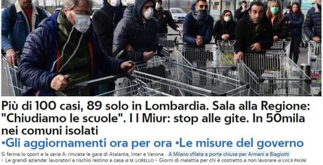 #Coronavirusitalia, più di 100 casi, 89 in Lombardia #Coronavirusitalia, più di 100 casi, 89 in Lombardia