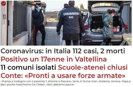 #Coronavirusitalia, più di 100 casi, 89 in Lombardia #Coronavirusitalia, più di 100 casi, 89 in Lombardia