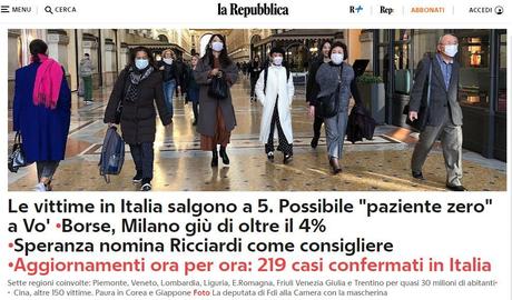 #Coronavirus: bilancio al quarto giorno, più di 200 contagi e cinque morti #Coronavirus: bilancio al quarto giorno, più di 200 contagi e cinque morti