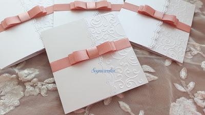 Partecipazioni matrimonio romantico con fiocco rosa antico Partecipazioni matrimonio romantico con fiocco rosa antico