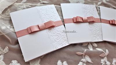Partecipazioni matrimonio romantico con fiocco rosa antico Partecipazioni matrimonio romantico con fiocco rosa antico