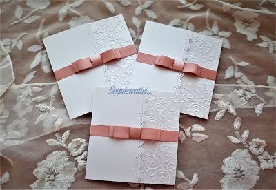 Partecipazioni matrimonio romantico con fiocco rosa antico Partecipazioni matrimonio romantico con fiocco rosa antico