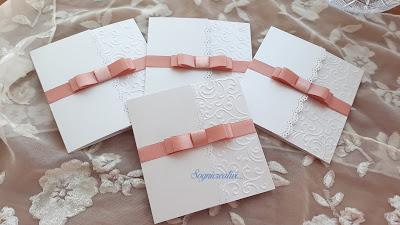 Partecipazioni matrimonio romantico con fiocco rosa antico Partecipazioni matrimonio romantico con fiocco rosa antico