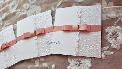 Partecipazioni matrimonio romantico con fiocco rosa antico Partecipazioni matrimonio romantico con fiocco rosa antico