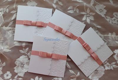 Partecipazioni matrimonio romantico con fiocco rosa antico Partecipazioni matrimonio romantico con fiocco rosa antico