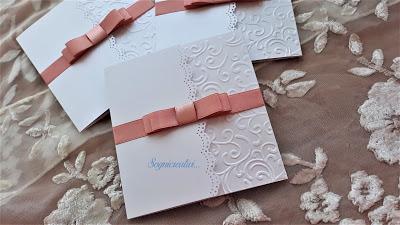 Partecipazioni matrimonio romantico con fiocco rosa antico Partecipazioni matrimonio romantico con fiocco rosa antico