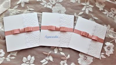 Partecipazioni matrimonio romantico con fiocco rosa antico Partecipazioni matrimonio romantico con fiocco rosa antico