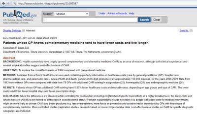 I pazienti i cui medici fi famiglia conoscono le terapie alternative costano meno al sistema sanitario e vivono più a lungo